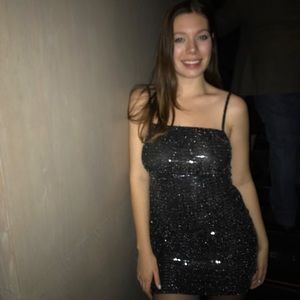 Black Sequin Mini Dress